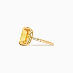 Rings|Effy Jewelry Sunset 14K Yellow Gold Citrine and Diamond Ring, 6.72 TCW