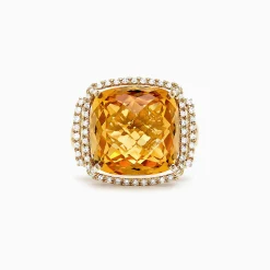 Rings|Effy Jewelry Sunset 14K Yellow Gold Citrine and Diamond Ring, 10.04 TCW