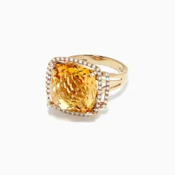 Rings|Effy Jewelry Sunset 14K Yellow Gold Citrine and Diamond Ring, 10.04 TCW