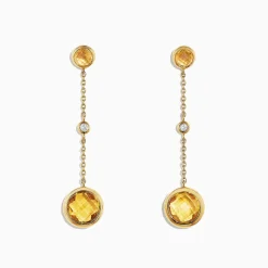 Earrings|BH Multi Sunset 14K Yellow Gold Citrine and Diamond Earrings, 2.54 TCW