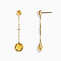 Earrings|BH Multi Sunset 14K Yellow Gold Citrine and Diamond Earrings, 2.54 TCW