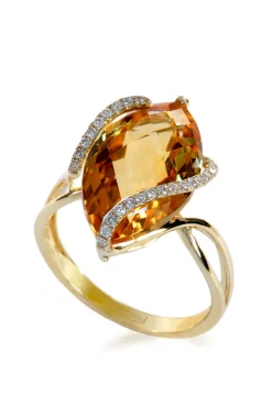 Rings|Effy Jewelry Sunset 14K Yellow Gold Citrine and Diamond Ring, 6.29 TCW