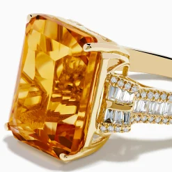 Rings|Effy Jewelry Sunset 14K Yellow Gold Citrine and Diamond Cocktail Ring