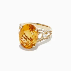 Rings|BH Multi Sunset 14K Yellow Gold Citrine and Diamond Cocktail Ring, 9.72 TCW