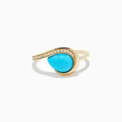 Rings|Effy Jewelry Terra 14K Yellow Gold Turquoise and Diamond Ring