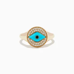 Rings|BH Multi Terra 14K Yellow Gold Turquoise and Diamond Evil Eye Ring
