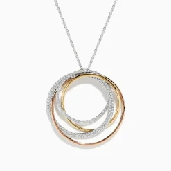 Necklaces & Pendants|BH Multi Trio 14K 3-Color Gold Diamond Crossover Pendant