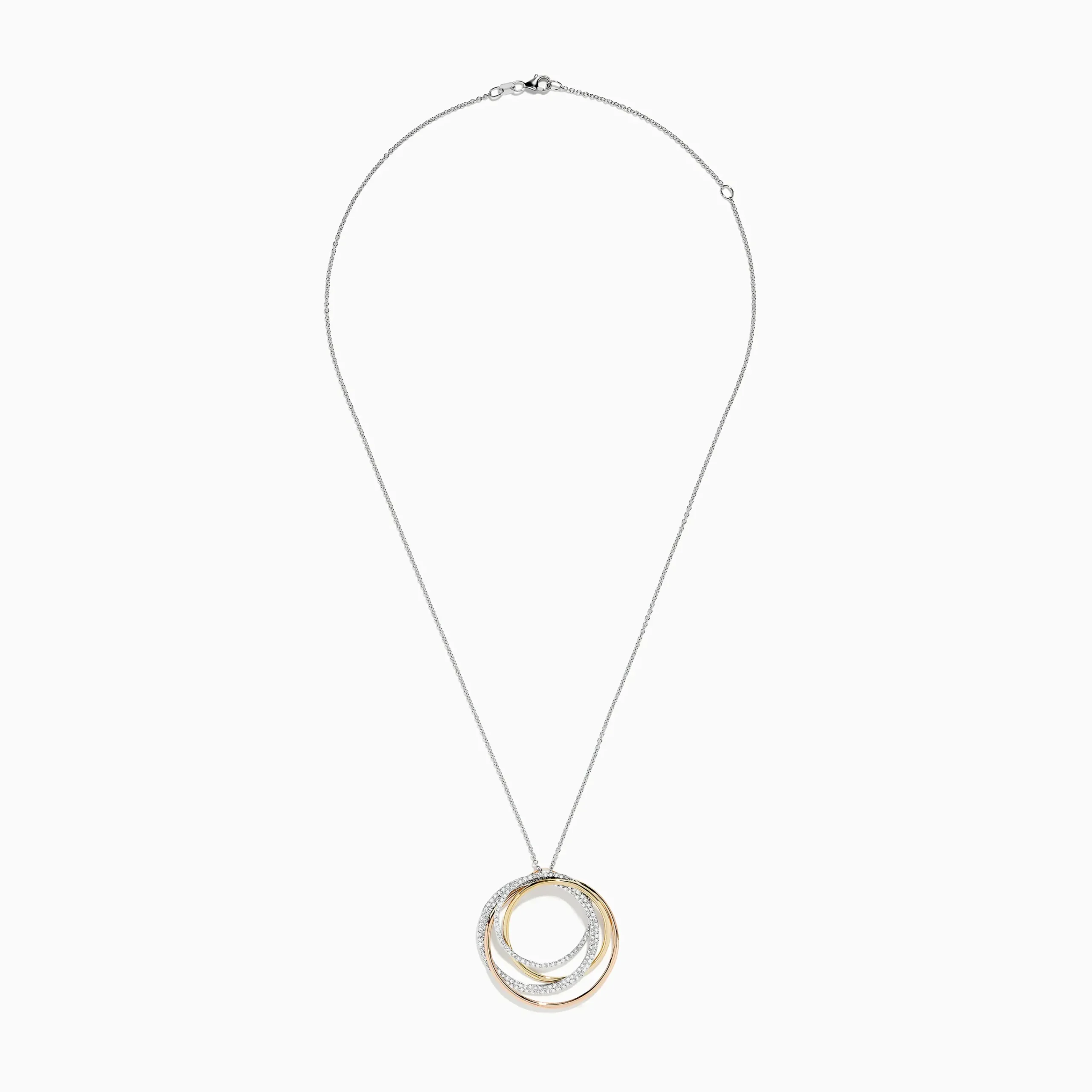 Necklaces & Pendants|BH Multi Trio 14K 3-Color Gold Diamond Crossover Pendant