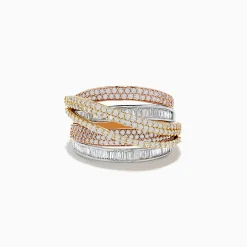 Rings|BH Multi Trio 14K Three Tone Diamond Crossover Ring