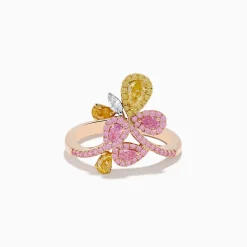 Rings|Effy Jewelry Trio 18K Three Tone Gold Multi Color Diamond Bouquet Ring