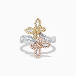 Rings|Effy Jewelry Trio 14K Three-Tone Gold Diamond Butterfly Bypass Ring