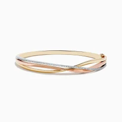 Bracelets|Effy Jewelry Trio 14K Three-Tone Gold Diamond Bangle 0.29 TCW