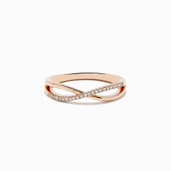 Rings|Effy Jewelry Trio 14K 3-Tone Gold Diamond Stackable Crossover Rings Set of 3