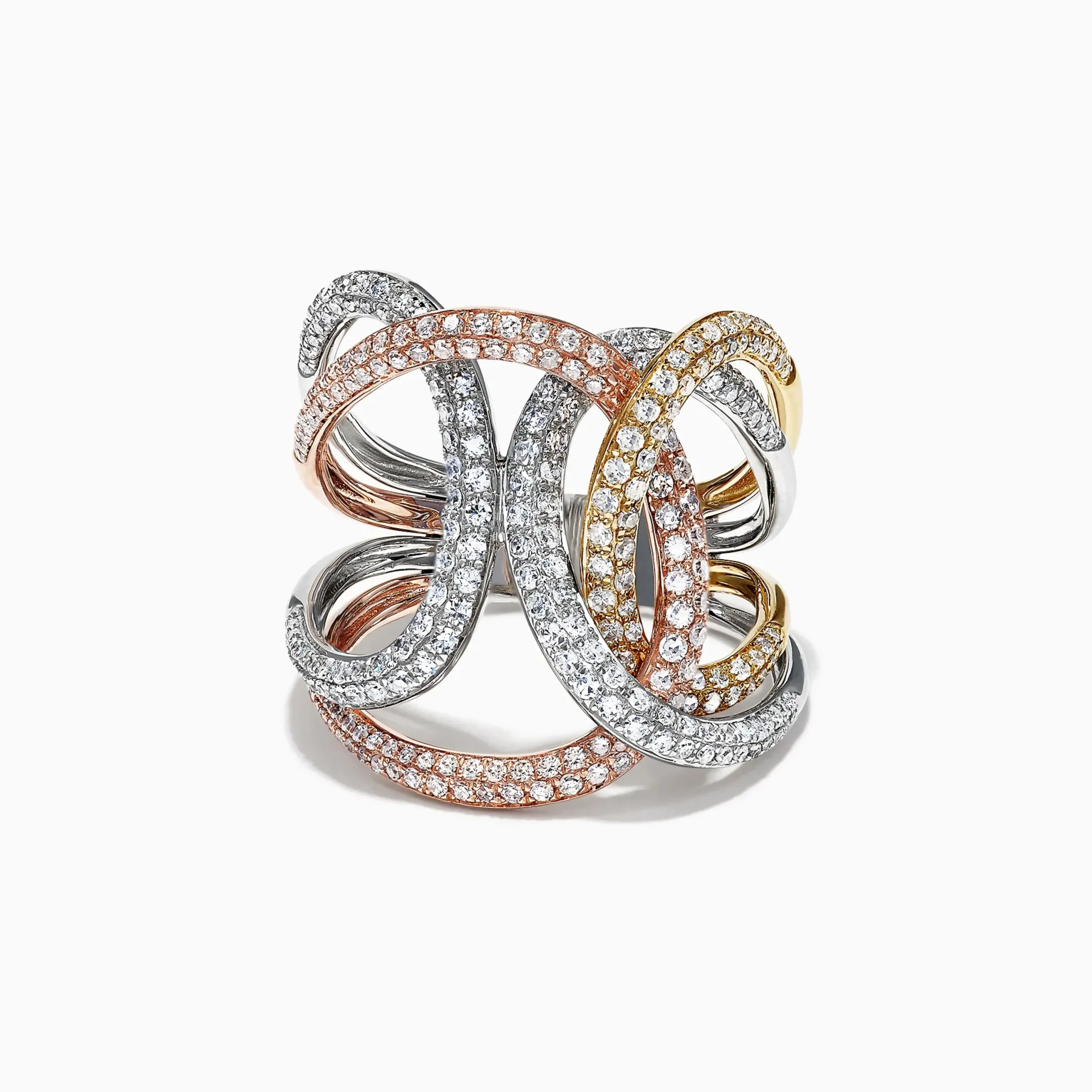 Rings|Effy Jewelry Trio 14K Tri Color Gold Diamond Ring, 1.33 TCW