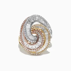 Rings|Effy Jewelry Trio 14K Tri Color Gold Diamond Swirl Statement Ring, 1.66 TCW