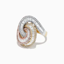 Rings|Effy Jewelry Trio 14K Tri Color Gold Diamond Swirl Statement Ring, 1.66 TCW