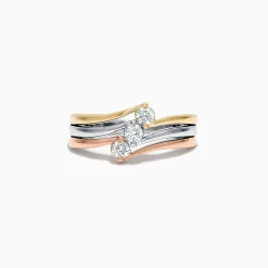 Rings|Effy Jewelry Trio 14K Tri Color Gold Diamond Ring, 0.32 TCW