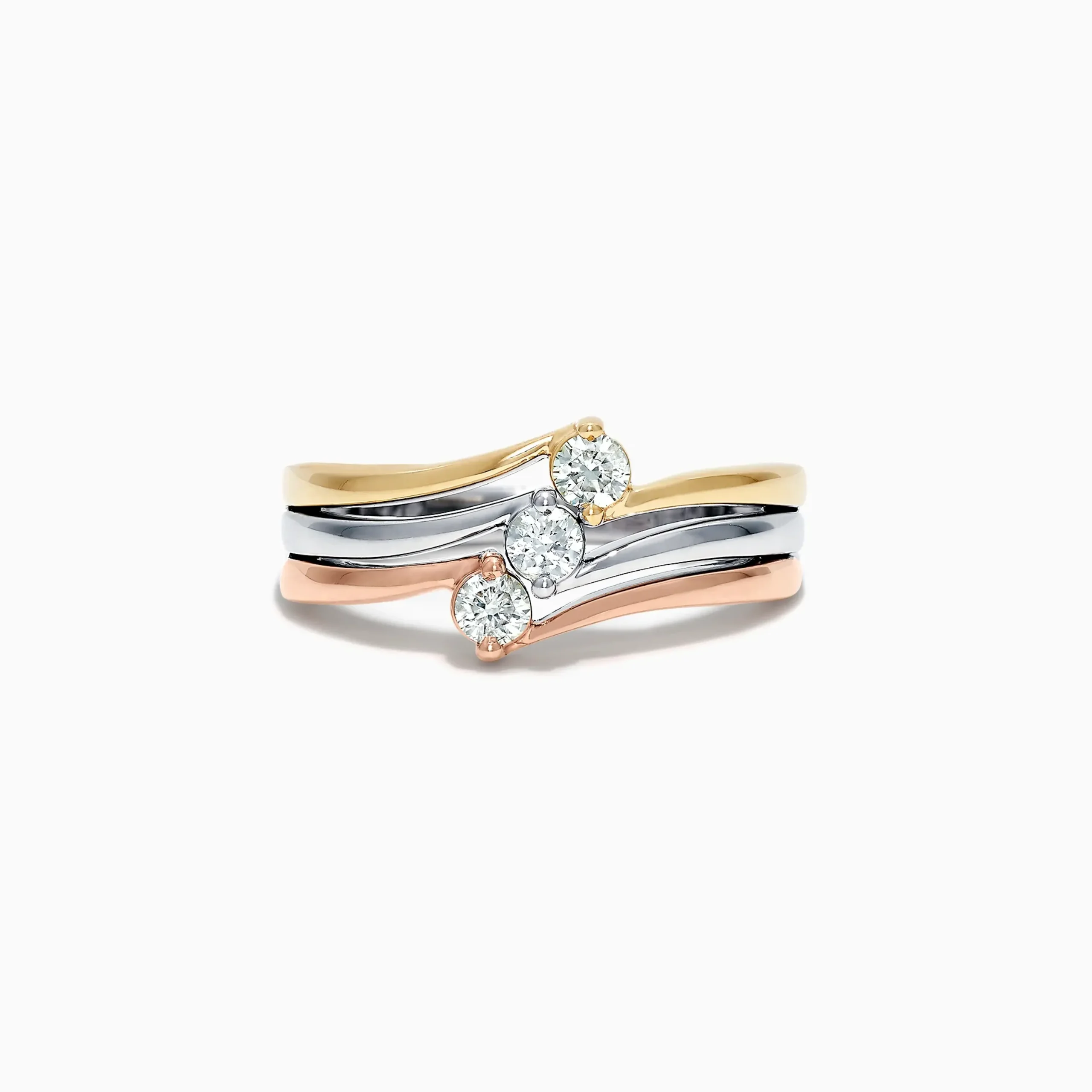 Rings|Effy Jewelry Trio 14K Tri Color Gold Diamond Ring, 0.32 TCW
