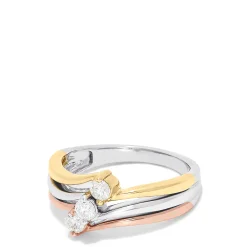 Rings|Effy Jewelry Trio 14K Tri Color Gold Diamond Ring, 0.32 TCW