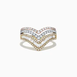 Rings|Effy Jewelry Trio 14K Tri Color Gold Diamond Ring, 0.88 TCW