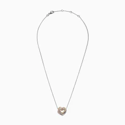 Necklaces & Pendants|Effy Jewelry Trio 14K Tri Color Gold Diamond Heart Necklace, 0.40 TCW