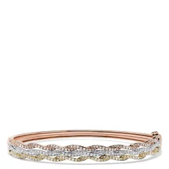 Bracelets|Effy Jewelry Trio 14K Tri Color Gold Diamond Bangle, 1.42 TCW