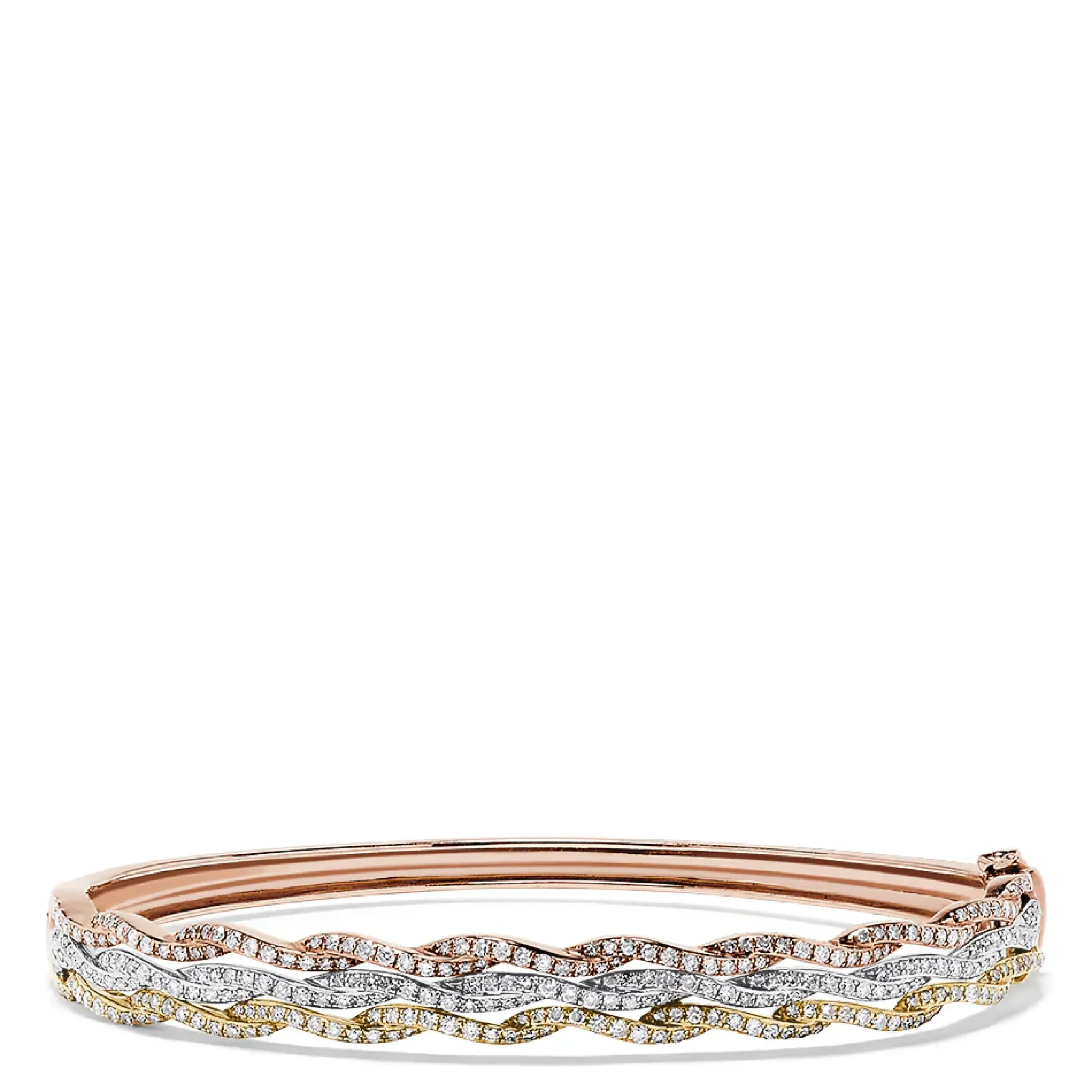 Bracelets|Effy Jewelry Trio 14K Tri Color Gold Diamond Bangle, 1.42 TCW