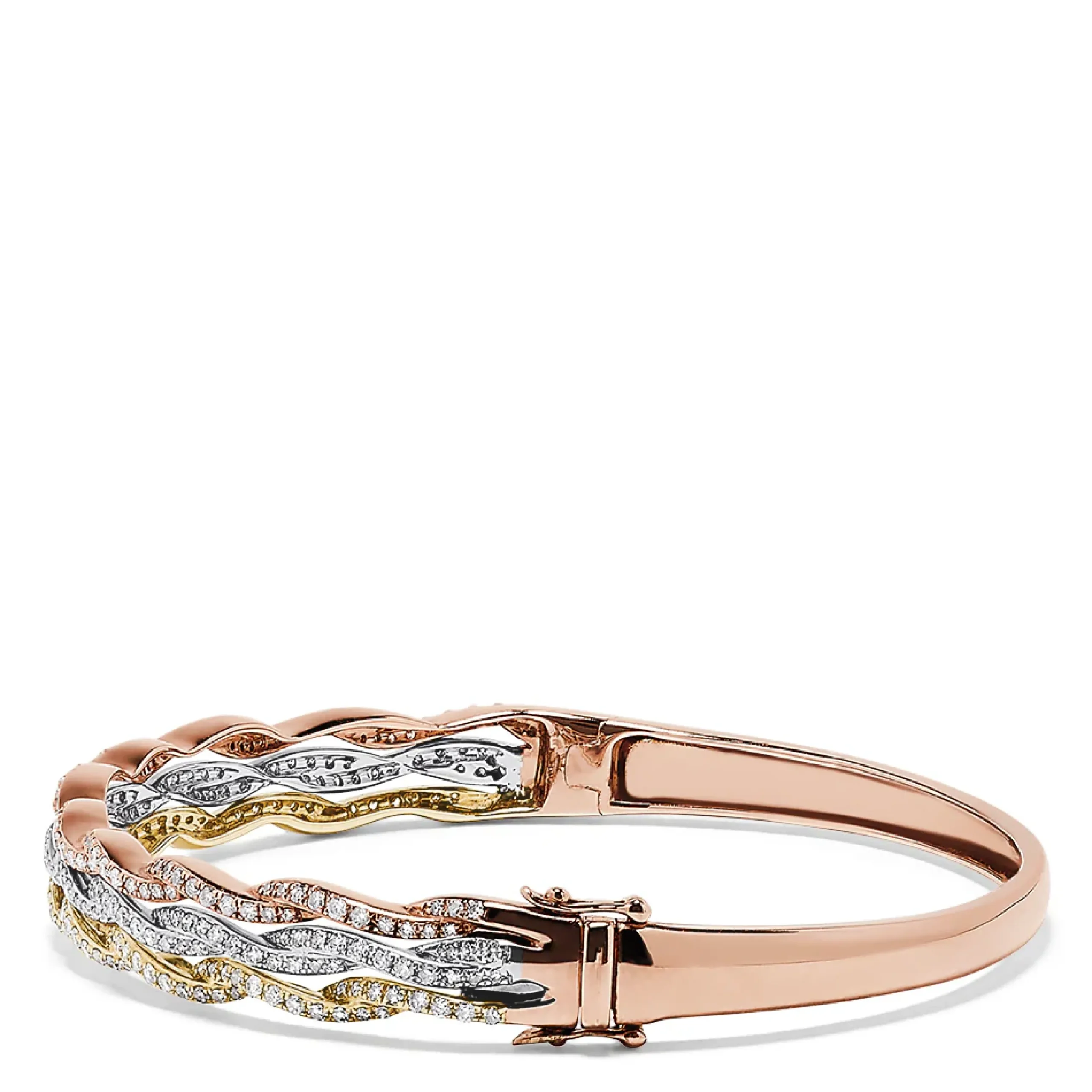 Bracelets|Effy Jewelry Trio 14K Tri Color Gold Diamond Bangle, 1.42 TCW
