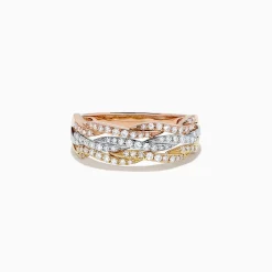 Rings|BH Multi Trio 14K Tri Tone Gold Diamond Ring, 0.34 TCW