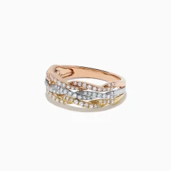 Rings|BH Multi Trio 14K Tri Tone Gold Diamond Ring, 0.34 TCW