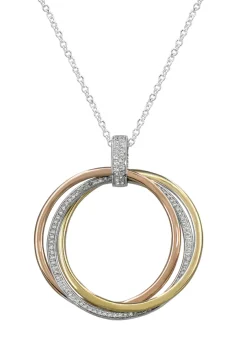 Necklaces & Pendants|Effy Jewelry Trio 14K Tri-Color Gold Diamond Circles Pendant, 0.30 TCW