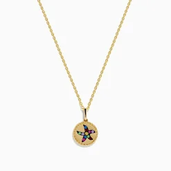 Necklaces & Pendants|Effy Jewelry Water Colors 14K Yellow Gold Multi Sapphire Starfish Pendant
