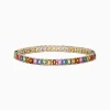 Bracelets|Effy Jewelry Watercolor 14k Gold Emerald Cut Multi Sapphire Tennis Bracelet