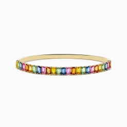 Bracelets|Effy Jewelry Watercolor 14k Yellow Gold Emerald Cut Multi Sapphire Bangle