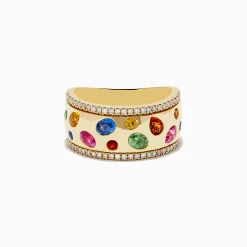 Rings|Effy Jewelry Watercolor 14k Yellow Gold Bezel Set Multi Sapphire Ring