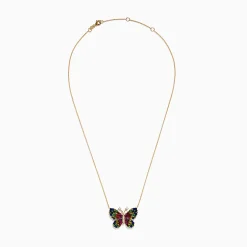 Necklaces & Pendants|Effy Jewelry Watercolors 14 Karat Yellow Gold Multi Sapphire Butterfly Necklace