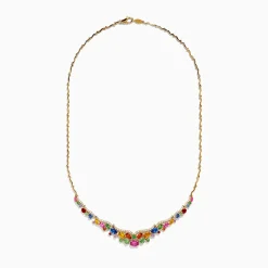 Necklaces & Pendants|Effy Jewelry Watercolors 14K Gold Multi Sapphire and Diamond Necklace
