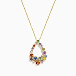 Necklaces & Pendants|BH Multi Watercolors 14K Gold Multi Sapphire and Diamond Pendant, 1.47 TCW