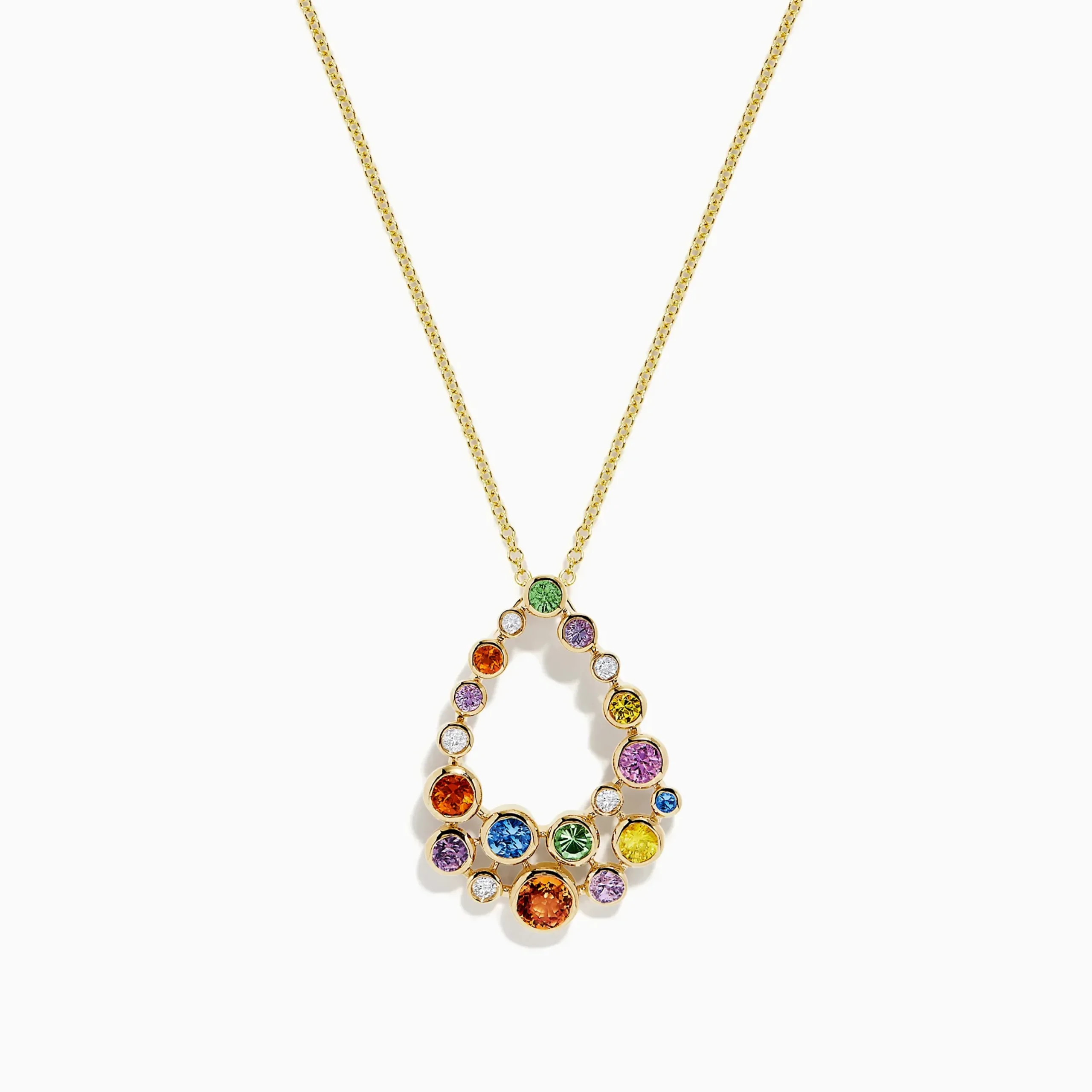 Necklaces & Pendants|BH Multi Watercolors 14K Gold Multi Sapphire and Diamond Pendant, 1.47 TCW
