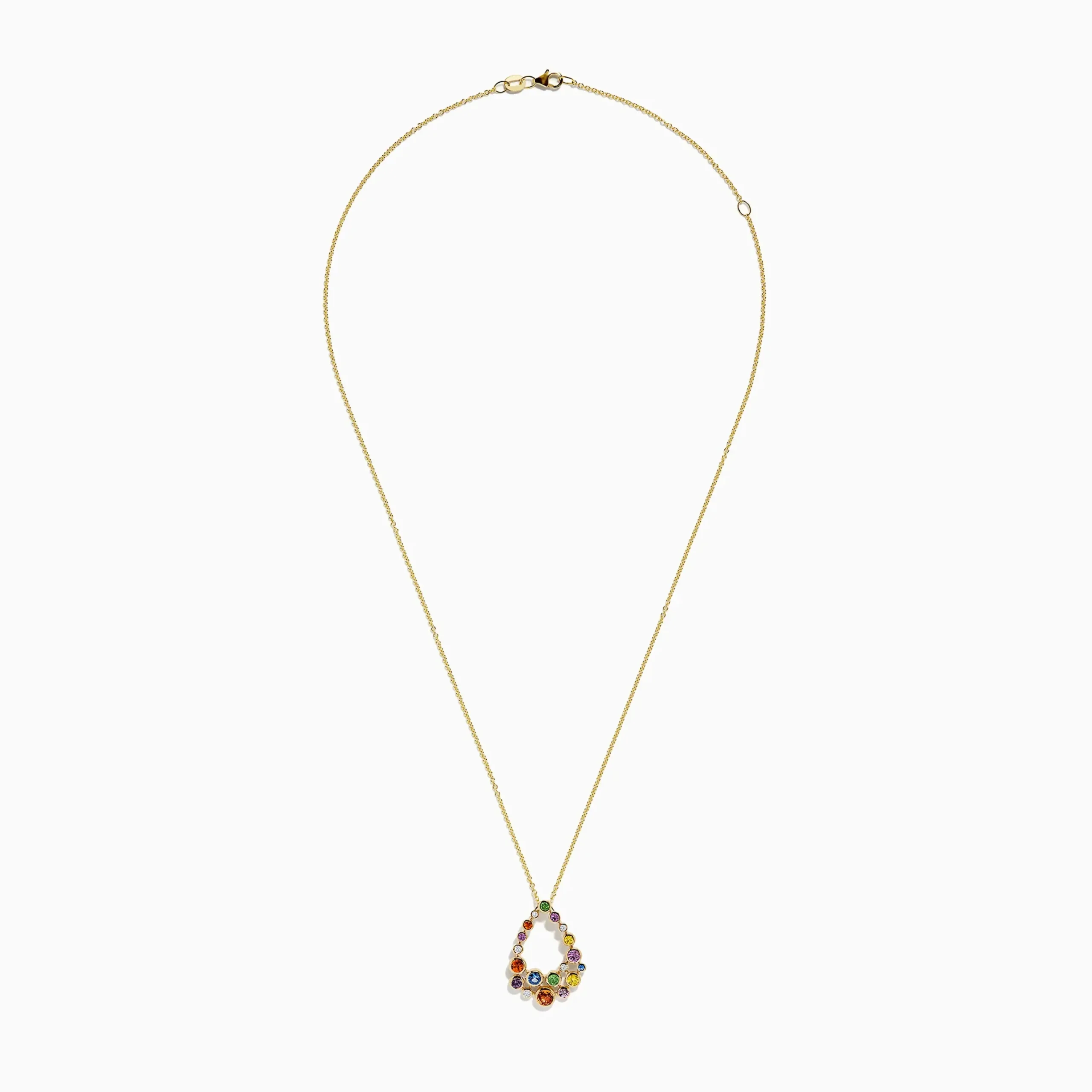 Necklaces & Pendants|BH Multi Watercolors 14K Gold Multi Sapphire and Diamond Pendant, 1.47 TCW