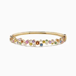 Bracelets|BH Multi Watercolors 14K Gold Multi Sapphire and Diamond Bangle, 2.80 TCW