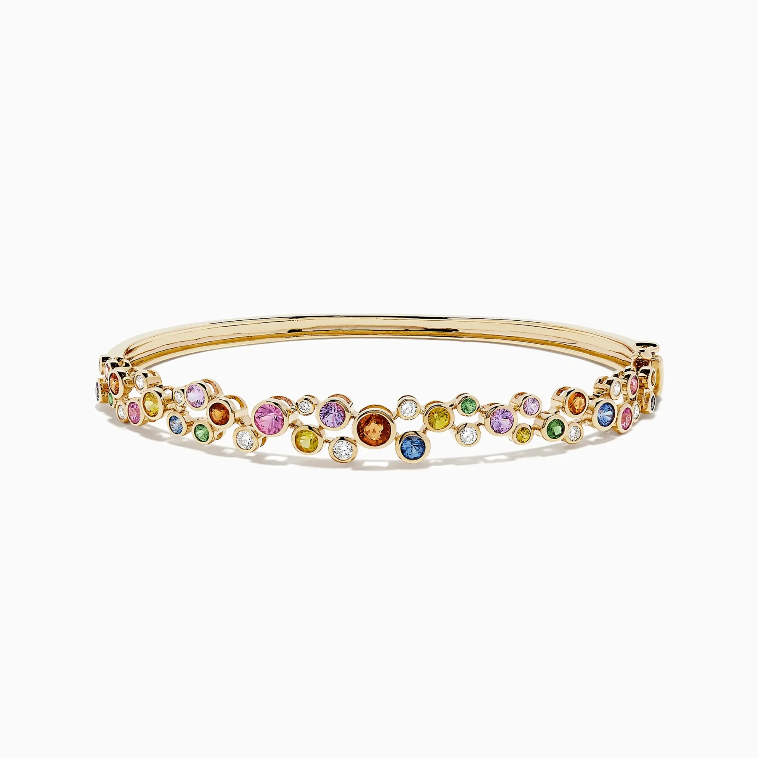 Bracelets|BH Multi Watercolors 14K Gold Multi Sapphire and Diamond Bangle, 2.80 TCW