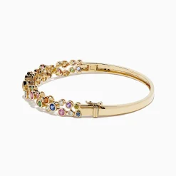 Bracelets|BH Multi Watercolors 14K Gold Multi Sapphire and Diamond Bangle, 2.80 TCW