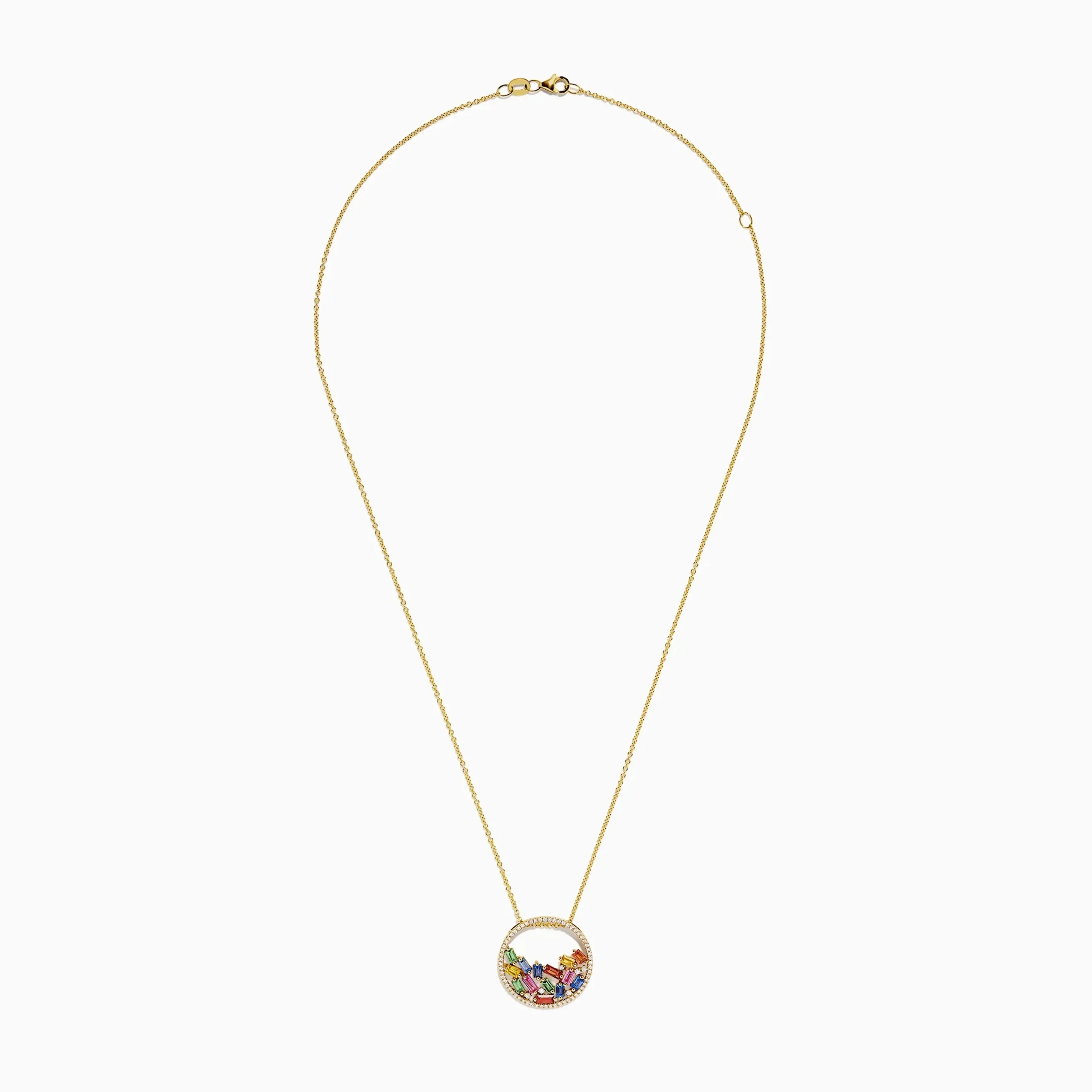 Necklaces & Pendants|BH Multi Watercolors 14K Gold Multi Sapphire and Diamond Pendant, 1.65 TCW