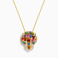 Necklaces & Pendants|Effy Jewelry Watercolors 14K Gold Multi Sapphire, Diamond u0026 Emerald Panther Pendant