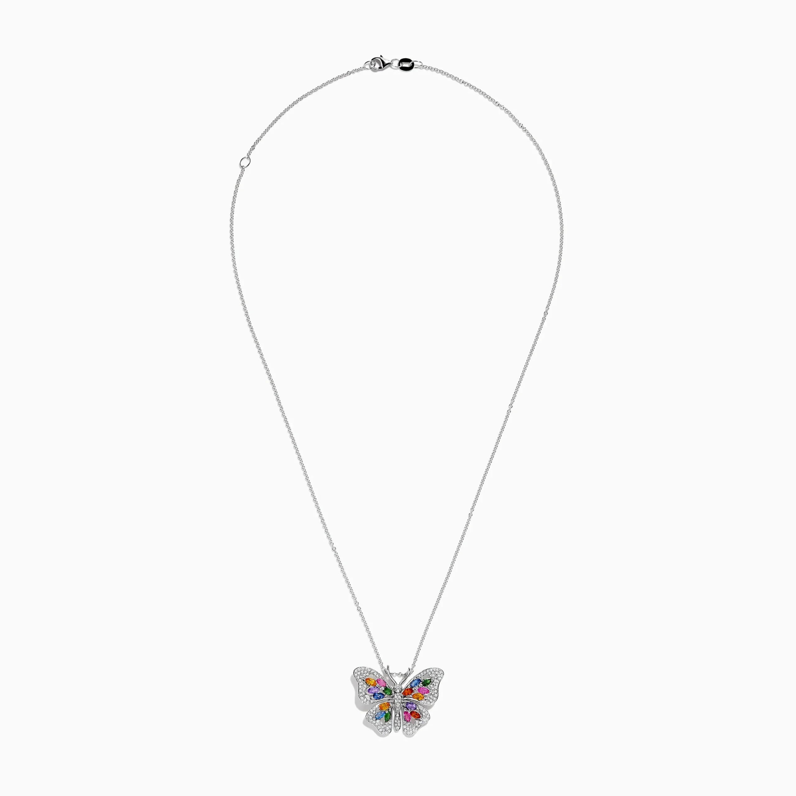 Necklaces & Pendants|Effy Jewelry Watercolors 14K Gold Multi Sapphire u0026 Diamond Butterfly Pendant