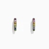 Earrings|BH Multi Watercolors 14K Gold Multi Sapphire Mini Hoop Earrings, 0.66 TCW