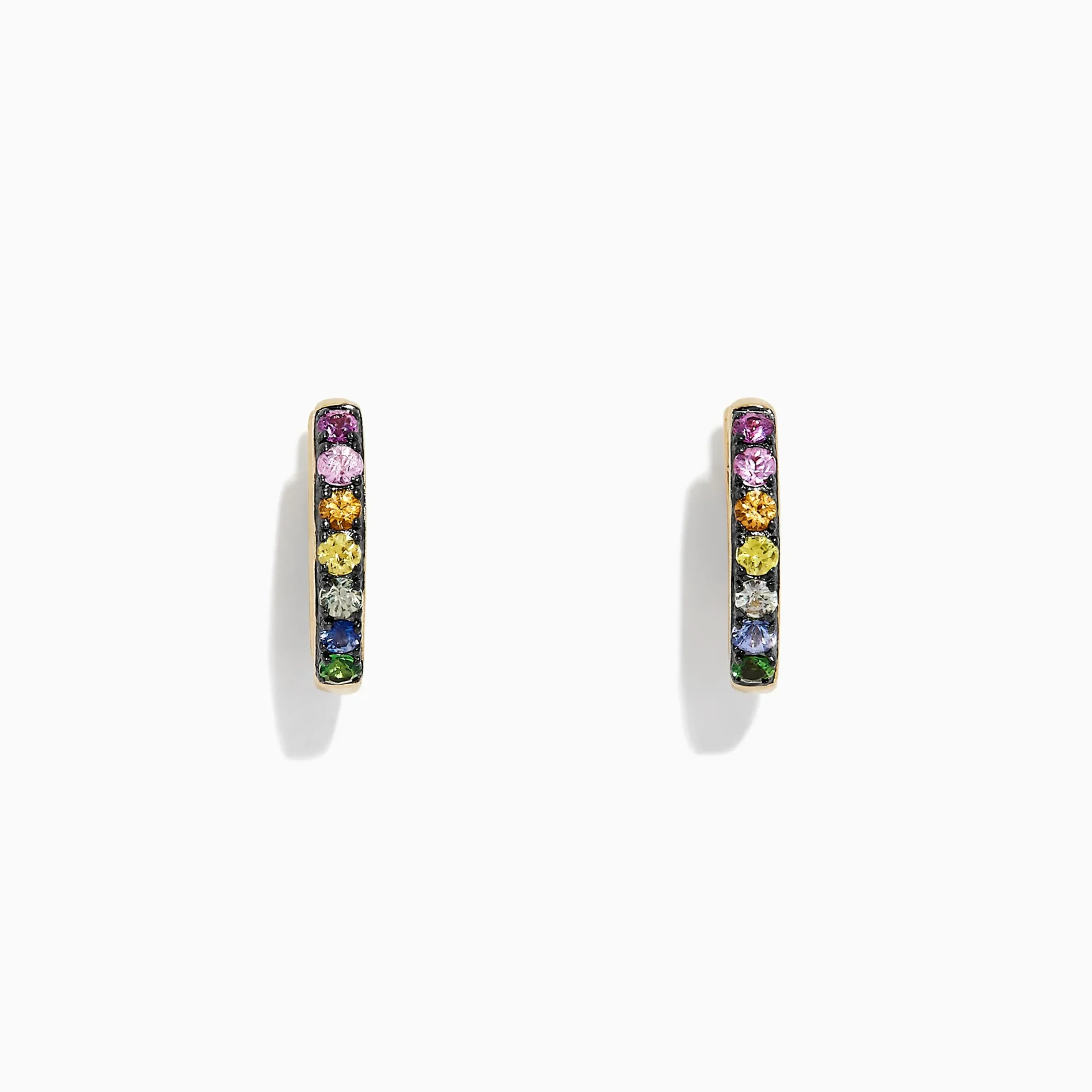 Earrings|BH Multi Watercolors 14K Gold Multi Sapphire Mini Hoop Earrings, 0.66 TCW