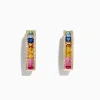 Earrings|BH Multi Watercolors 14K Gold Multi Sapphire u0026 Diamond 3/4" Hoop Earrings, 2.63 TCW
