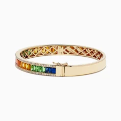 Bracelets|Effy Jewelry Watercolors 14K Gold Multi Sapphire and Diamond Bangle